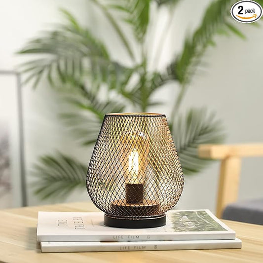JHY DESIGN Metal Cage LED Lantern Battery Powered Cordless Accent Light with LED Great for Weddings Parties Patio Events for Indoors Outdoors