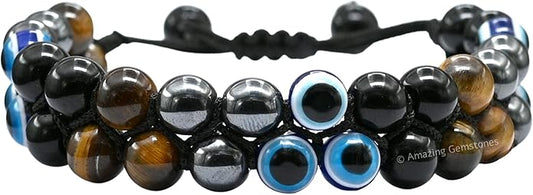 Natural Healing Crystal Bracelet for Women - Mens Bracelet Energy Balancing Gemstones Set - Adjustable Stone Bead Bracelet for Men and Women - Chakra Crystal Therapy Accessory, Meditation