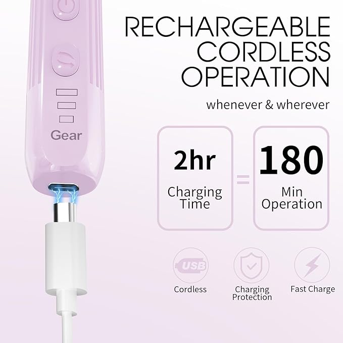 Professional Manicure Pedicure Kit -360° Light, Rechargeable Electric Nail Drill, Cordless Electric Nail File Set, 3 Speeds Hand Foot Care Nail Drill for Thick Nail Toenail Cuticle