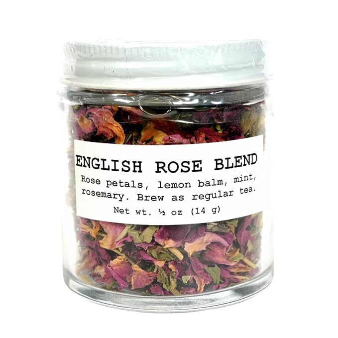 English Rose Blend 1/2 oz (14 grams) Herbal Beverage Tea in Glass Jar by Smoke Camp Crafts