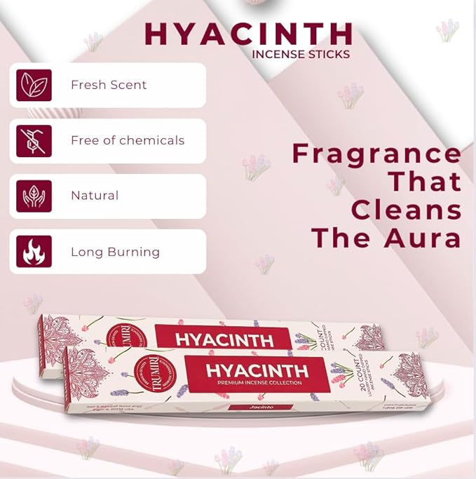 Hyacinth Incense Sticks - Total 120 Insence-Sticks - 6 Packs of 20 Insense - Inciensos - Inscents - Natural Non Toxic Ingredients - Incents - Incence - Inscense - Insents