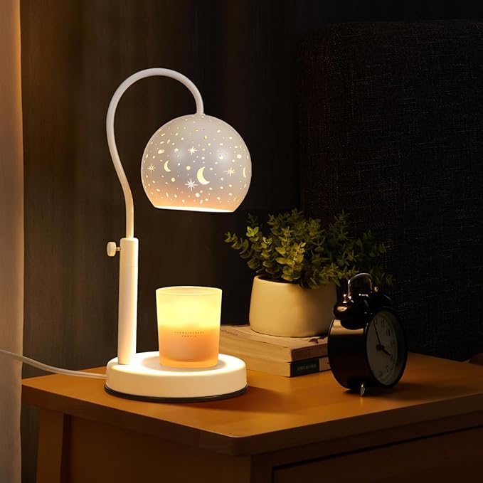 Candle Warmer Lamp with Timer and Dimmer Adjustable Height for Bedroom Decor, Wax Melting Warmer for Jar Candles with 2 Replacement Bulbs Christmas House Warming Gifts