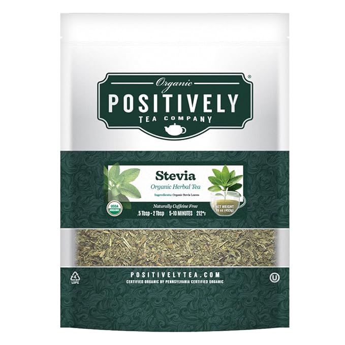 Organic Positively Tea Company, Stevia Leaf, Herbal Tea, Loose Leaf, 16 Ounce