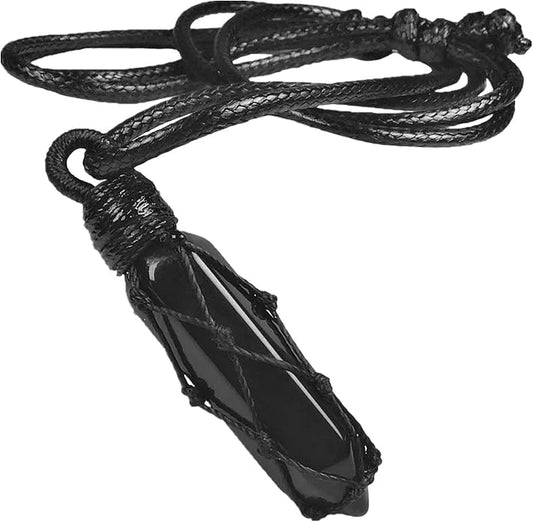 EDEN'S CALL Hexagonal Crystal Point Pendant Necklace for Unisex Adjustable Dainty Natural Stone Pendulum Amulet for Good Luck