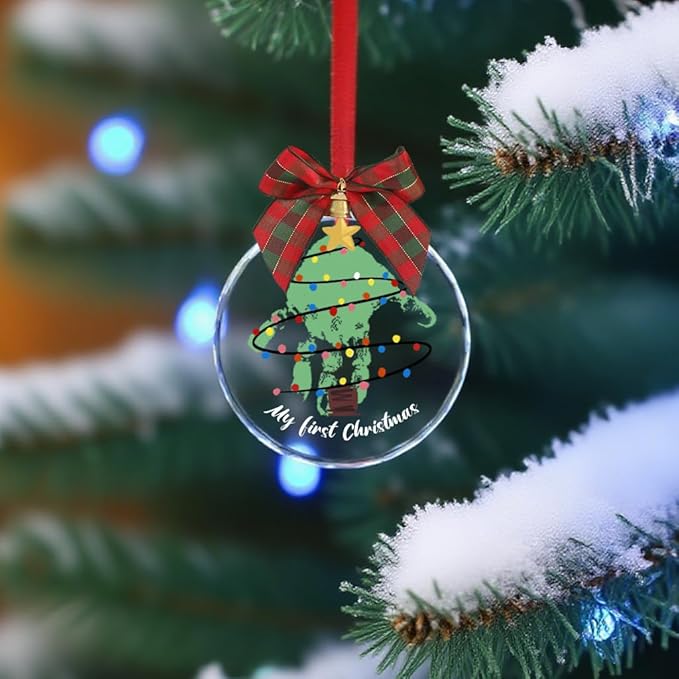 Stylor Baby's First Christmas Ornament 2025 - DIY Crystal Glass Handprint Keepsake, for Newborn Boy or Girl, My 1st Xmas Tree Hanging Decoration (Handprint Tree)