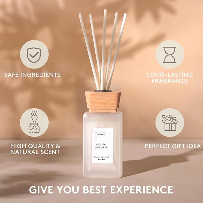 Reed Diffuser Set, 5.2 oz Citrus Scent Reed Diffuser with Sticks, Reed Diffusers for Home Bedroom Apartment Bathroom Decor, Scented Diffuser Gift for Home Fragrance.