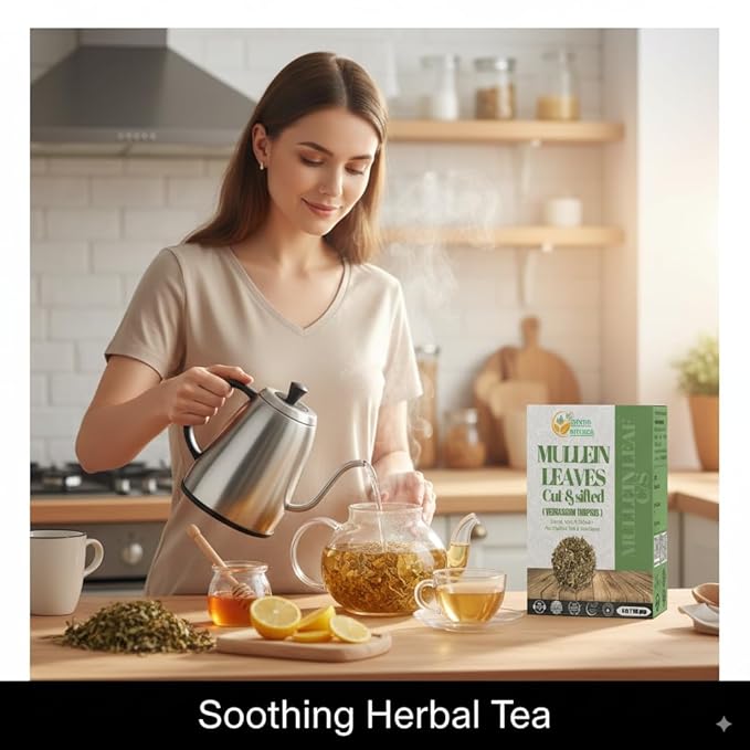 Herbs Botanica Mullein Leaf Tea Loose Leaves Mullein Herb Mullen Respiratory Health, Skin Health, Supports Digestive Health Soothing Sore Throats 4 oz