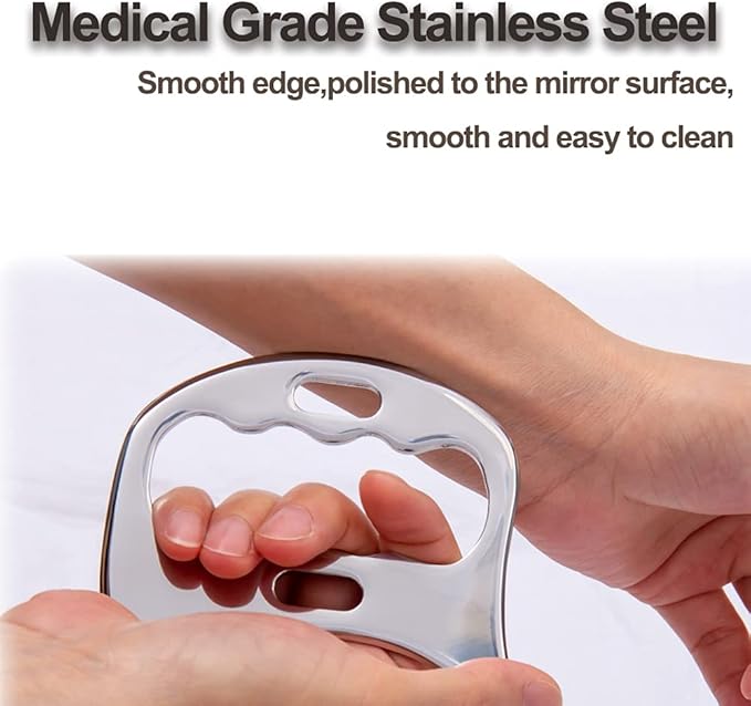 Stainless Steel Gua Sha Scraping Massage Tool-Muscle Scraper - Soft Tissue Mobilization,Physical Therapy for Back, Legs, Arms (2 PCS)