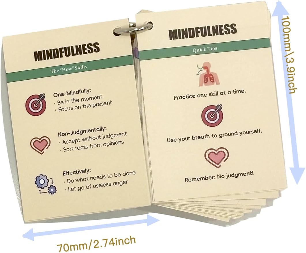 DBT Skills Cards – Dialectical Behavior Therapy Deck | Anxiety Coping Skills, DBT Affirmations, BPD Skills, Cognitive Distortions, Self-Care Tool for Mental Health - 20 DBT Cards