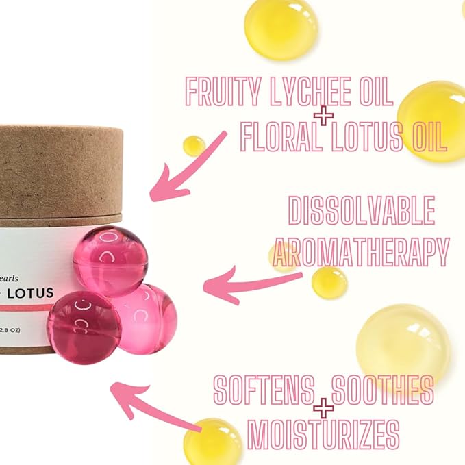 Avivni Bath Oil Beads- Lychee Lotus & Coconut Monoi Bath Pearls (2 Pack Variety- 15 Pearls Each), Mothers Day Gift Idea