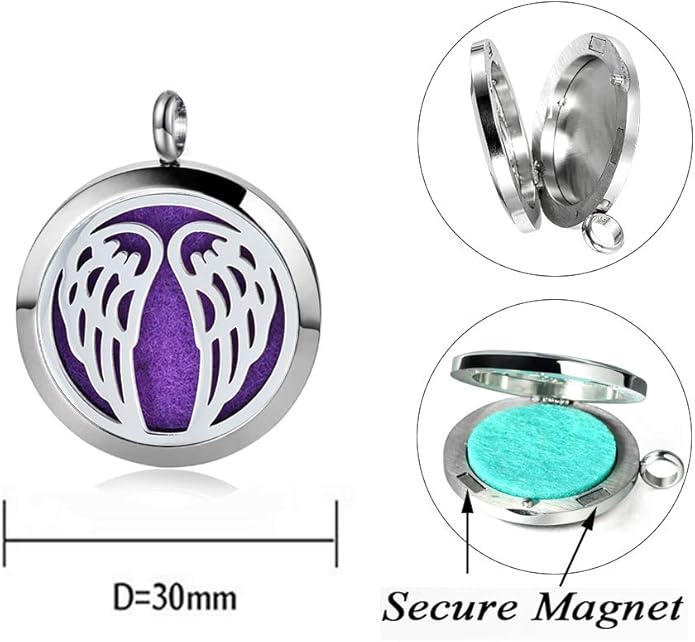 Aromatherapy Essential Oil Diffuser Necklace 316L Stainless Steel Locket Pendant with 24 Inch Chain
