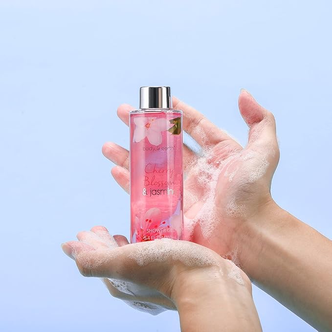 Body & Earth Gift Baskets for Women Bath and Body Set for Her, Cherry Blossom & Jasmine Spa Gifts for Women Christmas Gifts, Regalos Para Mujer