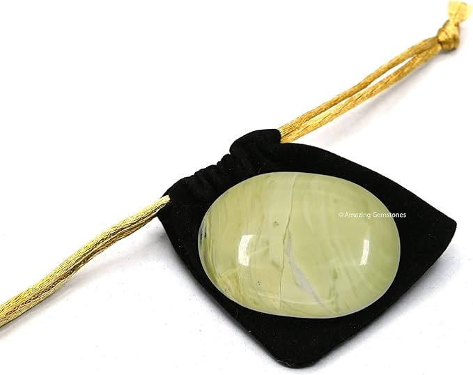 Amazing Gemstone Serpentine Crystals and Healing Stones - Large Palm Stone Crystals Piedra - Crystal for Good Luck, Balanced Positive Energy, Meditation - Unique Stocking Stuffers and Gifts for Women