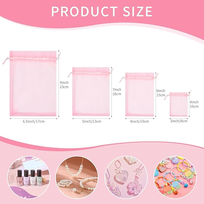 50 Pcs Mixed Color Organza Bags 5x7 Inch, Small Gift Bags Small Mesh Bags Drawstring Goodie Bags for Wedding Party Favor Christmas
