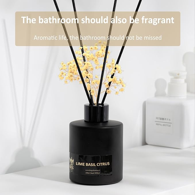 Reed Diffuser (200ml) Lime Basil Citrus Reed Diffuser Set,Reed Diffuser & Oil Diffuser Sticks with Flower, Aromatherapy, Home & Kitchen Décor,Fragrance and Gifts