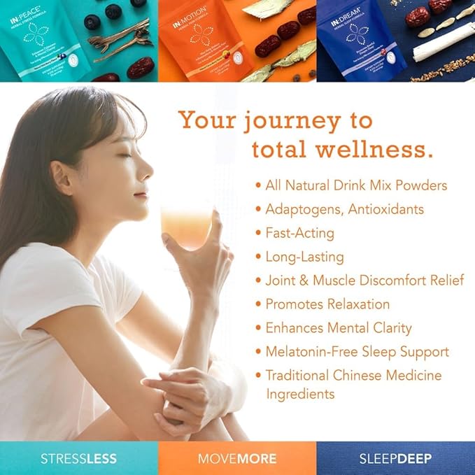 In:TotalWellness IN:Peace Herbal Calming Formula. 20 Serving Pouch, Wild Berry Flavor. 9 Herb Antioxidant + Adaptogen Blend. Clinically Proven Ingredients. Crafted by a Licensed Herbalist