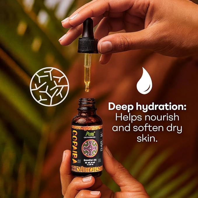 Copaiba Oil 30ml – 100% Pure & Natural, Steam Distilled from Wild-Harvested Copaifera Officinalis, for Skin Care, Massage & Aromatherapy