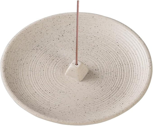 Incense Holder Ceramic Incense Burner Simple Style Incense Sticks Holder Insence Tray for Set for Office Yoga and Livingroom (White)