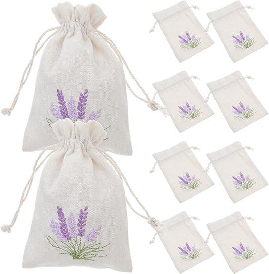 Amosfun Lavender Sachet Bags: 10pcs Cotton Drawstring Bags Empty Perfume Pouches Drawstring Sachets Small Jewelry Pouch Wedding Favor Bag for Lavender Buds