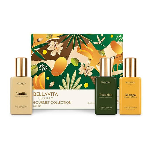 BELLAVITA Luxury Gourmand Perfume Gift Set for Men & Women | Treat Inspired Fruity Scent with Warm & Cozy Vanilla, Mango & Pistachio notes | Signature Sweet Scent | Gourmet Eau de Parfum