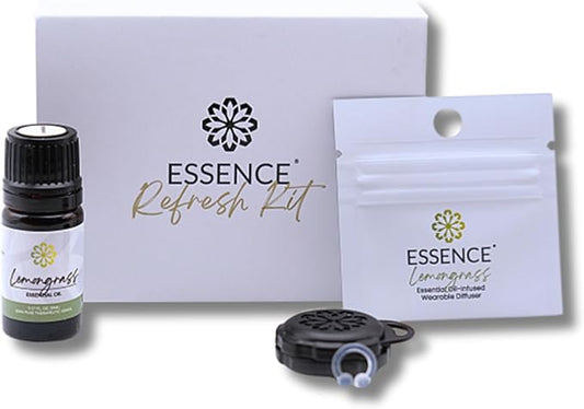 Essence Wearable Aromatherapy Nasal Diffuser – Lemongrass Essential Oil Nose Ring Silicone Inhaler for Stress & Mood Support - Made in USA & Travel-Friendly