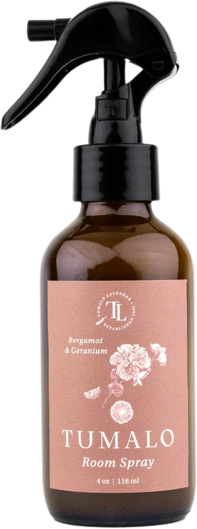 Room Spray - Sophisticated, All-Natural Home Fragrance, Pure Essential Oil Air Freshener & Odor Eliminator, Refreshing Scent - Made in the USA, Bergamot & Geranium, 4 oz Glass Bottle