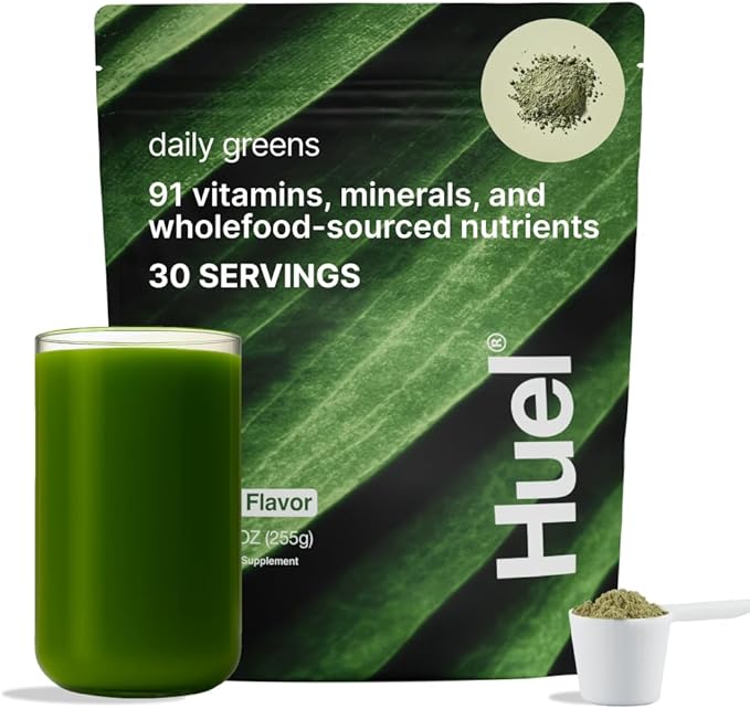 Huel Daily Greens | Superfood Greens Powder | 91 Vitamins, Minerals, and Wholefood-Sourced Ingredients | Adaptogens, Antioxidants, Gut-Friendly Probiotics | 30 Servings