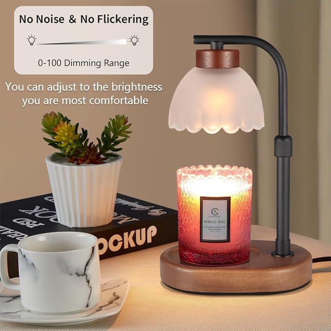 Dimmable Candle Warmer Lamp Adjustable Height Electric Wax Warmer for Jar Scented Candles Wax Melt Desk Light Suitable for Home Decor Christmas Birthday Gift for Women Mom