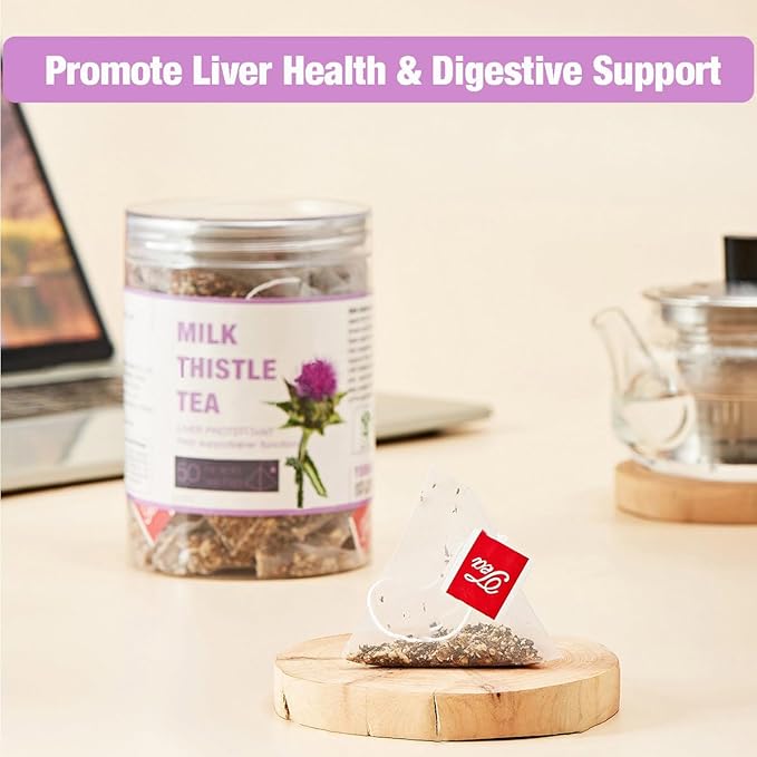 50 Milk Thistle Tea Bags for Detox Cleanse & Repair| Thorne Milk Thistle Herbal Tea for Support