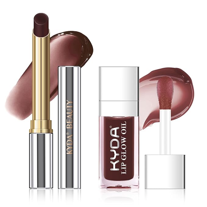 KYDA Black Honey Lipstick Kit, Includes Honey Lipstick Tinted Lip Balm and Lip Glow Oil, Sheer Black Lips Color with a Hydrating Oils Formula, for Smooth Dewy Finish
