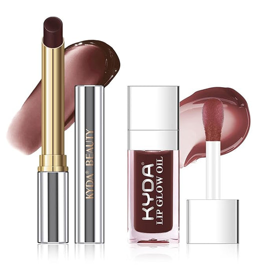 KYDA Black Honey Lipstick Kit, Includes Honey Lipstick Tinted Lip Balm and Lip Glow Oil, Sheer Black Lips Color with a Hydrating Oils Formula, for Smooth Dewy Finish