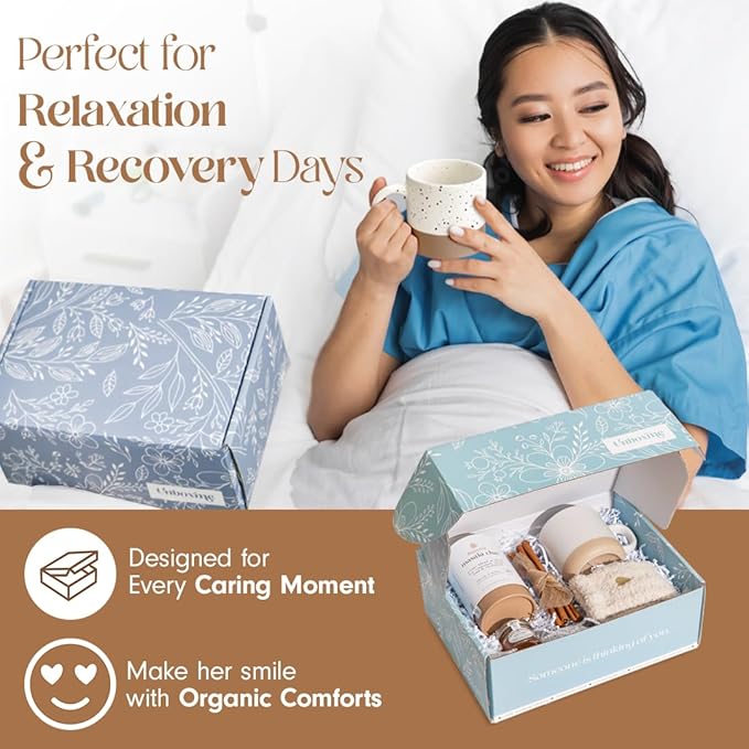 Unboxme Birthday Gift Basket for Women - Soothing Self Care Box with Fluffy Socks, Ceramic Mug, Chai Tea, Honey & Cinnamon for Mom, Sister, Friends and Coworkers