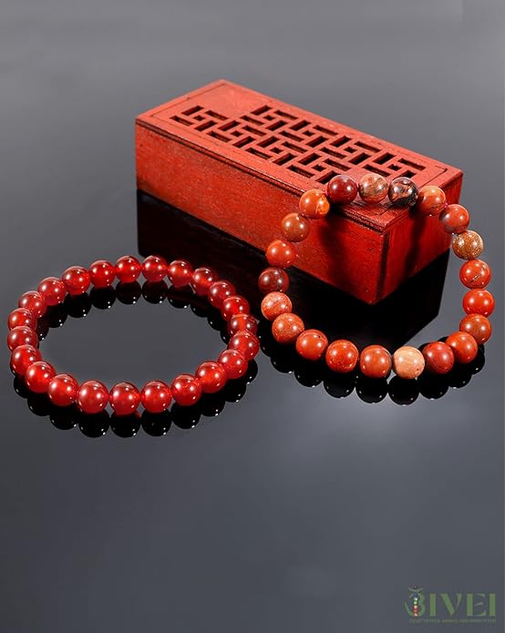 Bivei Natural Gemstone Semi Precious Healing Crystals Handmade Stretchy Round Beads Bracelet, Enhance Positive Energy