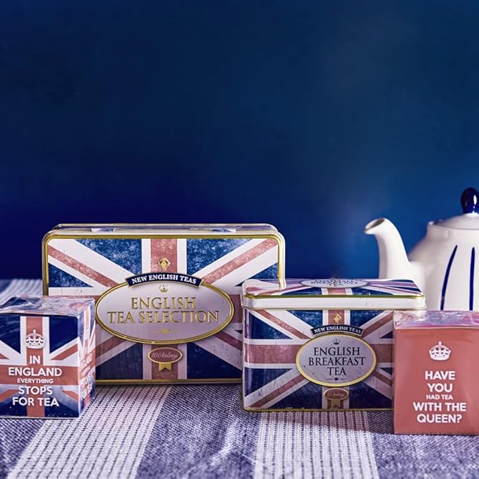 New English Teas Union Jack Tea Tin with 40 English Breakfast Teabags, British Souvenir