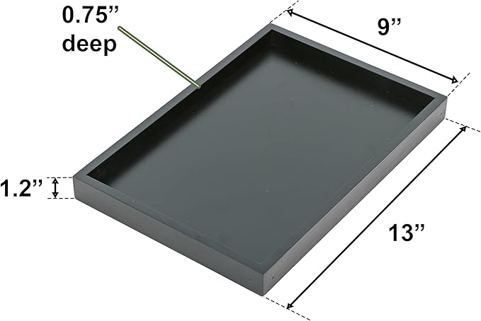 Bam & Boo Natural Bamboo Serving Tray Modern Rectangular (Black, 13” x 9" x 1.2") for Food, Drinks, Decor, Vanity in Home, Kitchen, Bathroom, Coffee Table, Bed