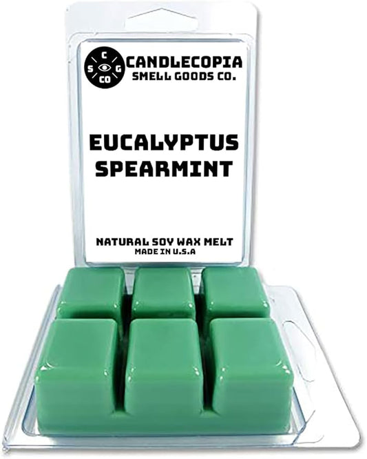 Eucalyptus Spearmint Strongly Scented Hand Poured Vegan Wax Melts, 12 Scented Wax Cubes, 6.4 Ounces in 2 x 6-Packs