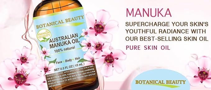 Botanical Beauty MANUKA OIL WILD GROWTH RAW 100% Natural VIRGIN UNREFINED Cold Pressed Carrier Oil. for Skin, Face, Hair, Lip and Nail Care Anti-Aging 0.5 Fl.oz.- 15 ml (Pack of 2)