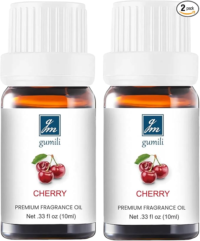 Cherry Essential Oil - Natural Fragrance for Aromatherapy, Body, Perfume Making, Candles, Soap, Room Spray, Diffuser Blends - Pure Home Fragrance, 10mL Undiluted - Pack of 2