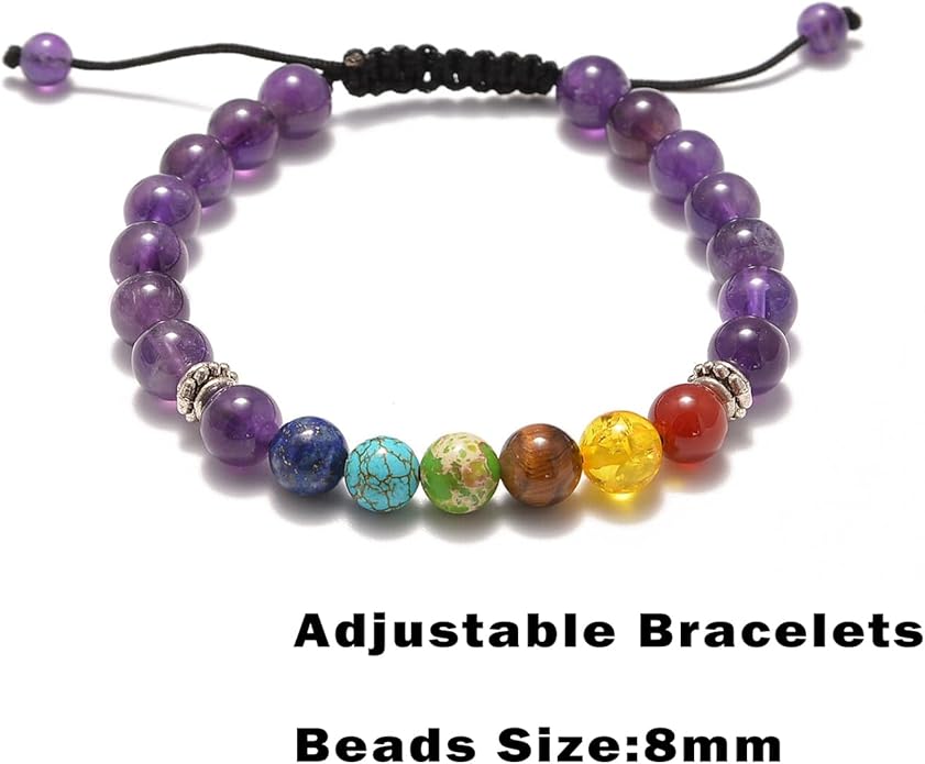 AD Beads 2Pcs His & Hers Distance Beads Bracelets Elastic Natural Stone Yoga Bracelet
