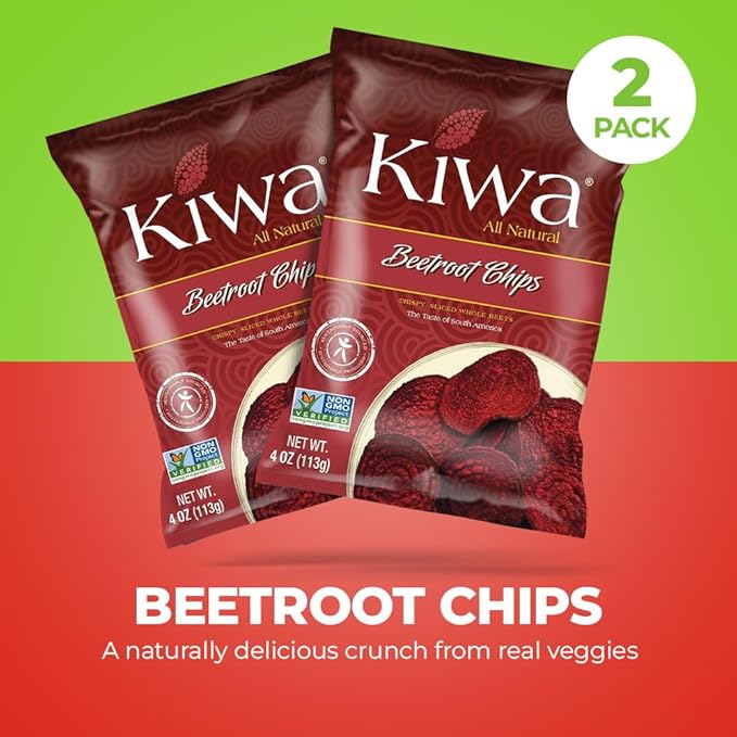 KIWA Beet Chips - Healthy Veggie Snacks - Vegetable Snacks for Kids & Adults - Deliciously Crunchy Kettle-Cooked Chips - Gluten-Free & Non-GMO (2 Individual Snacks Pack)