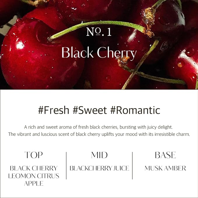 hetras Premium Reed Diffuser Set 16.9 fl.oz. 1 Pack | Black Cherry Scent | Long-Lasting Luxury Fragrance with 10 Reed Sticks for Home & Office | Gifts for Loved One