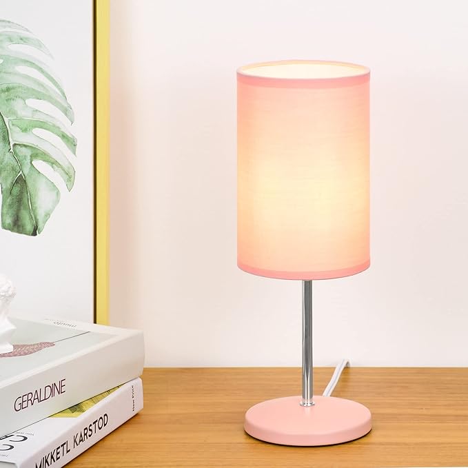 Lampwell Alee Small Modern Pink Table Lamp Set of 2, 4.33H12.21IN, Bedside & Living Room, Bulb Excluded