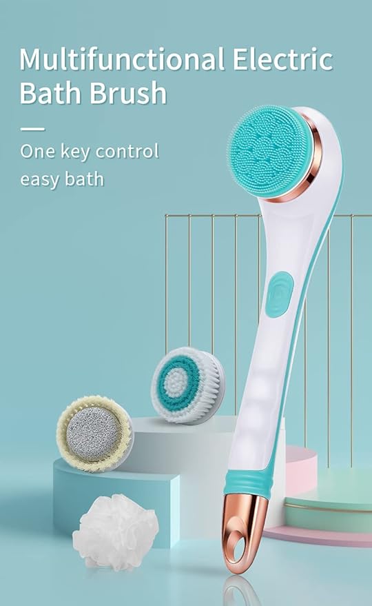 Body Brush Rechargeable, Electric Body Brush Set, Scrubber Shower Brush with Long Handle, Spin Skin Brush with 6 Brush Heads for Cleanse, Massage, exfoliate and Pamper Your Skin in The Shower