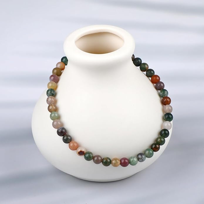 LPBeads Handmade Natural Gemstone Stretch Elastic Bracelet Healing Crystal Round Stone Beads Jewelry Gifts for Women Men