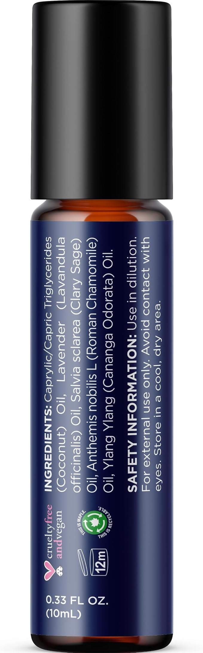 Sleep Essential Oil Roll On - Aromatherapy Essential Oil Roller for Restful Sleep and Relaxation with Pure Lavender & Roman Chamomile - Calming Pre-Diluted Blend for Nighttime Aromatherapy (1-Pack)