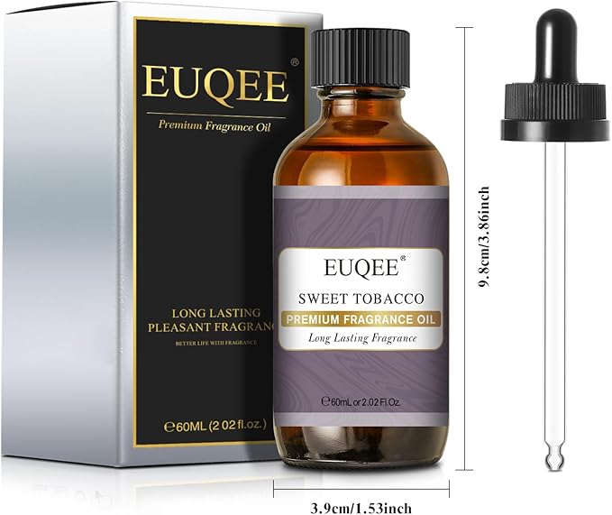 EUQEE Sweet Tobacco Fragrance Oil 2.02 Fl oz Fragrance Essential Oil with Glass Dropper for Diffuser, Aromatherapy, Soap Making (60ml)