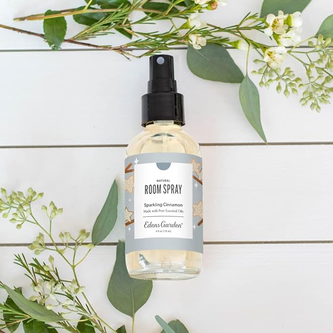 Edens Garden Sparkling Cinnamon Natural Room & Linen Spray – 100% Pure Essential Oil Aromatherapy Mist for Holiday & Christmas Scents – Non-Toxic, Long-Lasting Festive Air Freshener, 4 fl oz (118 ml)