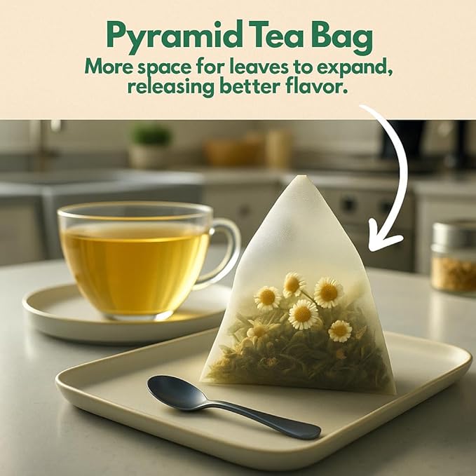 Tozzy Organic Chamomile Tea – 100 Count, Plant-Based Pyramid Tea Bags