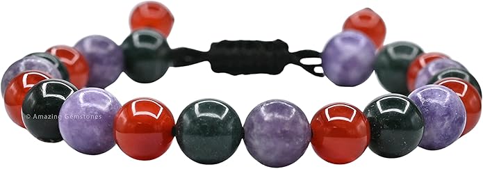 Natural Healing Crystal Bracelet for Women - Mens Bracelet Energy Balancing Gemstones Set - Adjustable Stone Bead Bracelet for Men and Women - Chakra Crystal Therapy Accessory, Meditation