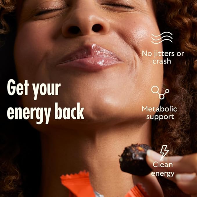GEM Energy Caffeinated Bite | Holistic Sustained Energy | Supports Metabolism, Stamina & Endurance | 40mg Caffeine, Ginseng Root, L-Theanine | Chocolate Cacao Sea Salt | 7 Servings